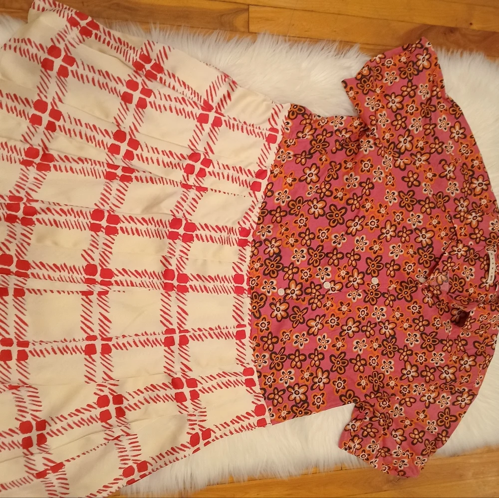 Marni Pink Floral Top and Plaid Skirt Mixed-Print Dress - Picture 14 of 16